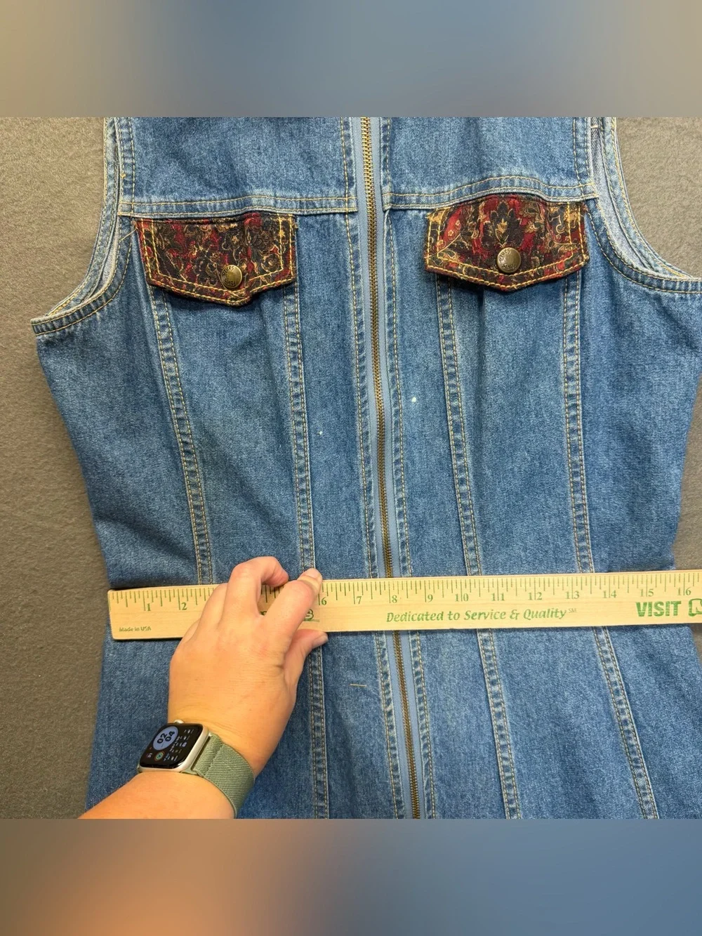 Sz 9 Paris Blues VTG Y2K Maxi Dress Teacher Denim Maxi Long Dress Made In USA